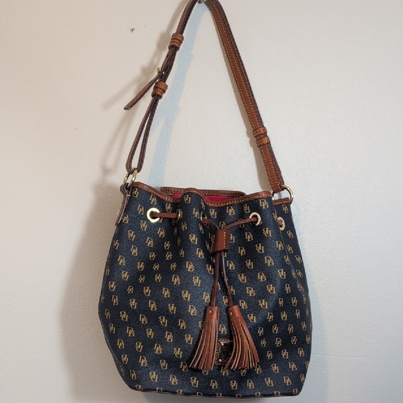 Dooney & Bourke Black and Brown Monogram Shoulder Bag - Picture 1 of 5